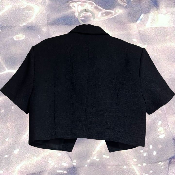 시티브리즈 트위드 크롭 반팔 자켓 블랙 S 이미지