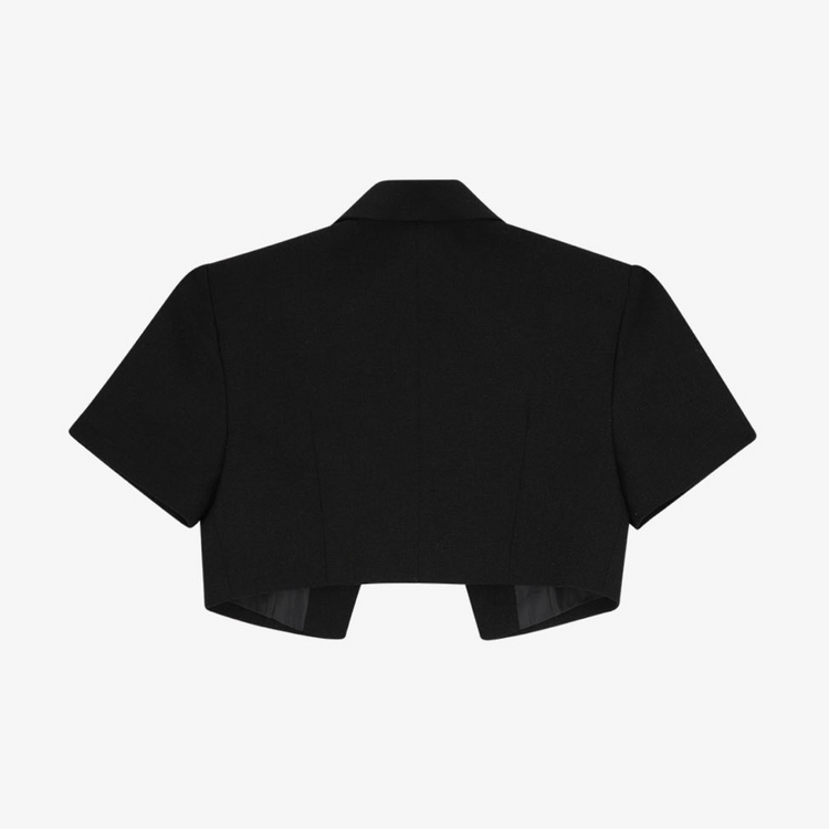 시티브리즈 트위드 크롭 반팔 자켓 블랙 S 이미지