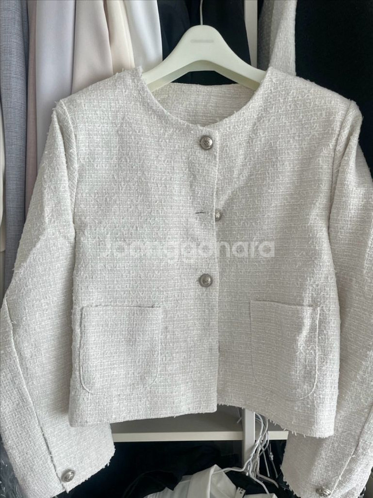 우유아이보리 트위드자켓--0