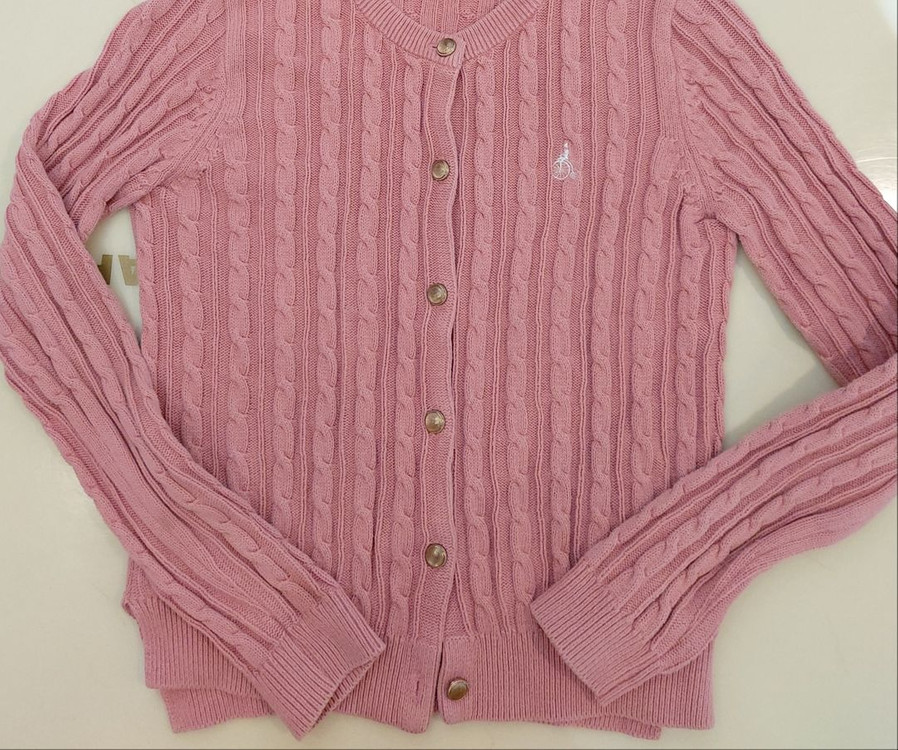 아동 빈폴키즈 면100% 케이블니트핑크가디건155사이즈 이미지