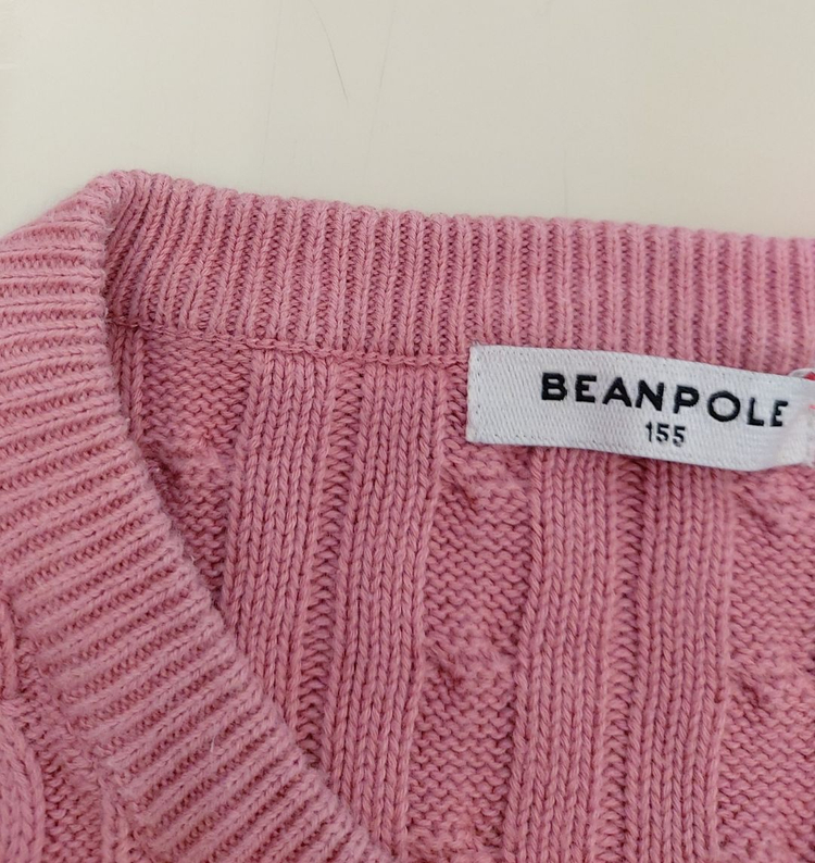 아동 빈폴키즈 면100% 케이블니트핑크가디건155사이즈 이미지