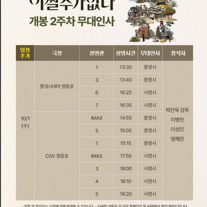 어쩔슈가 없다 무대인사 정가이하부터 (10/1,3)