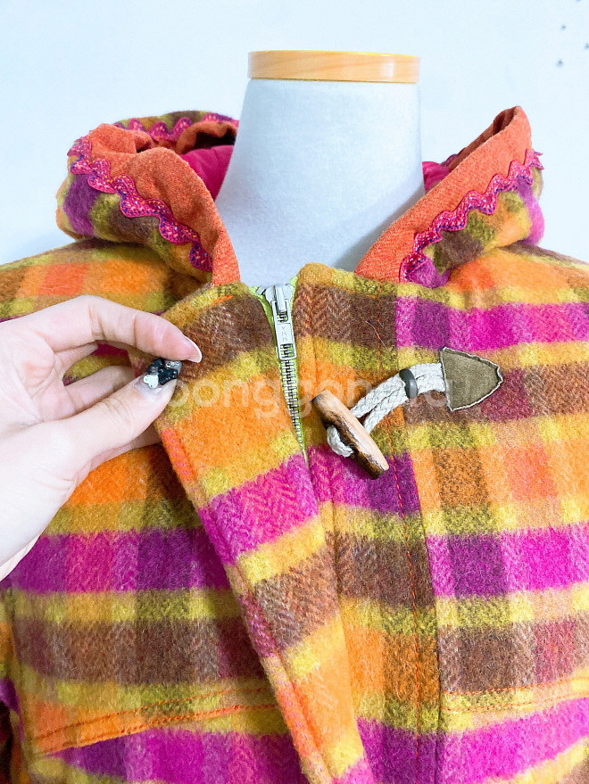 (정품)오일릴리체크후드떡볶이모직코트(여성용105)--1