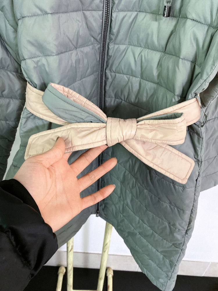 (여성85~90)엠포리오아르마니벨티드후드경량하프패딩--3