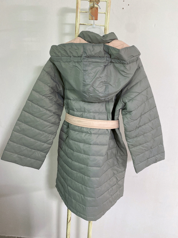 (여성85~90)엠포리오아르마니벨티드후드경량하프패딩--5