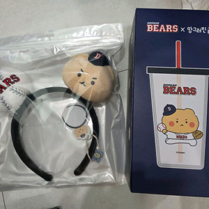 두산 망그러진곰 망곰 머리띠+콜드컵