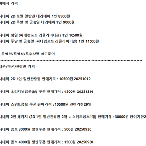 롯데시네마 예매 팝콘 스위트콤보 관람권 예매권 할인쿠폰