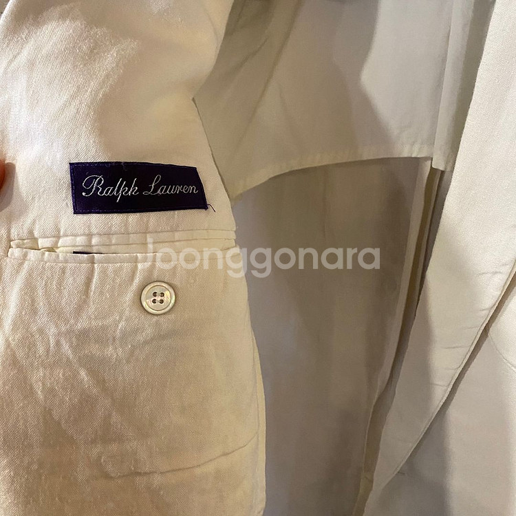 랄프로렌 퍼플라벨 화이트 린넨 비스코스 블레이저 자켓--2