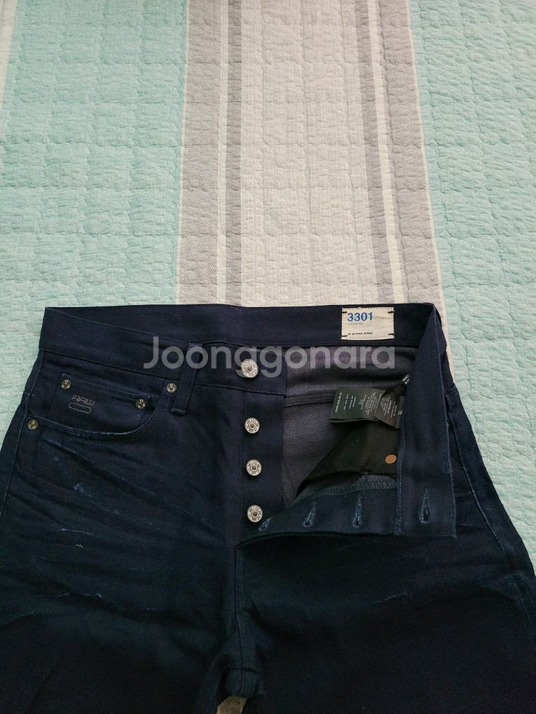지스타로우 3301 스트레이트 인디고 블루진--1