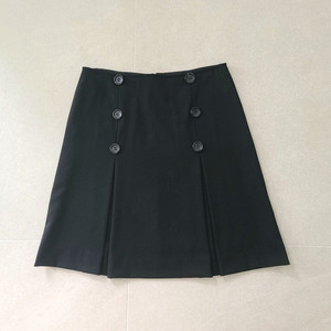 블랙 더블 버튼 장식 모 스커트 55