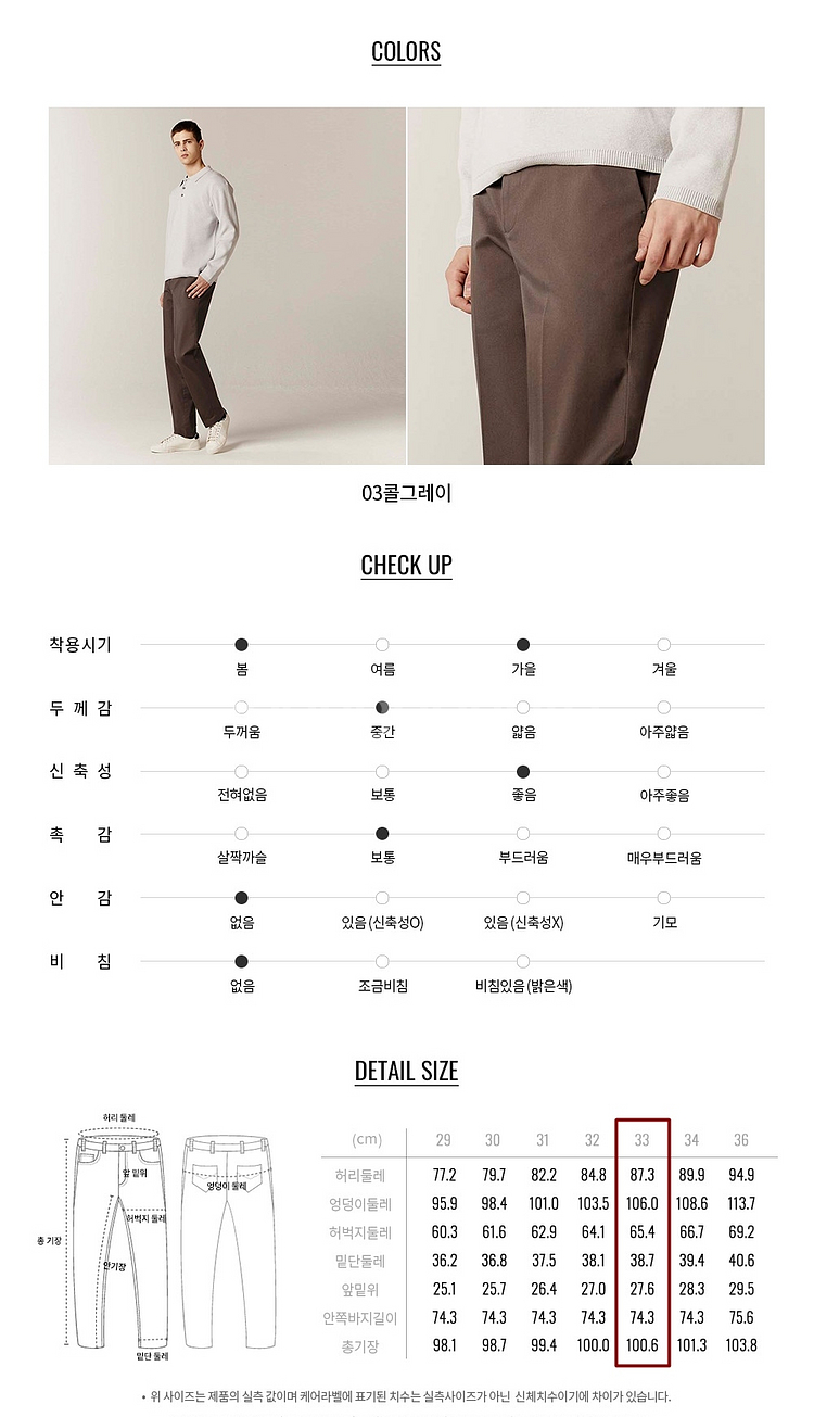 [미착용] 지오다노 테이퍼드핏 링클프리 팬츠 그레이33--8