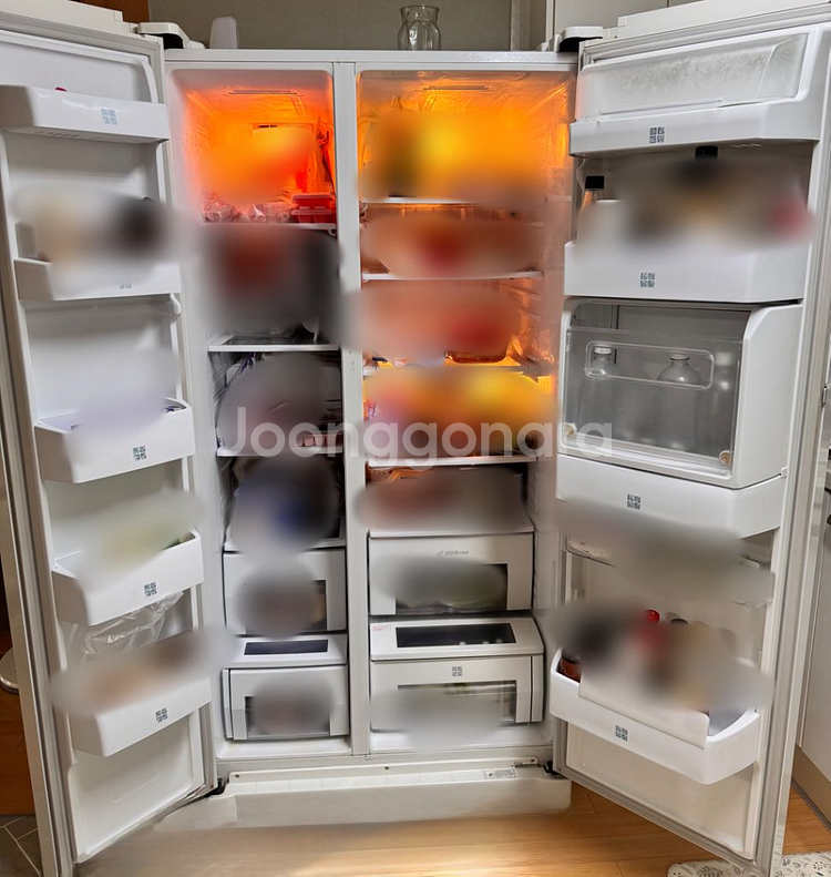 삼성 지펠 냉장고 화이트 꽃무늬--1