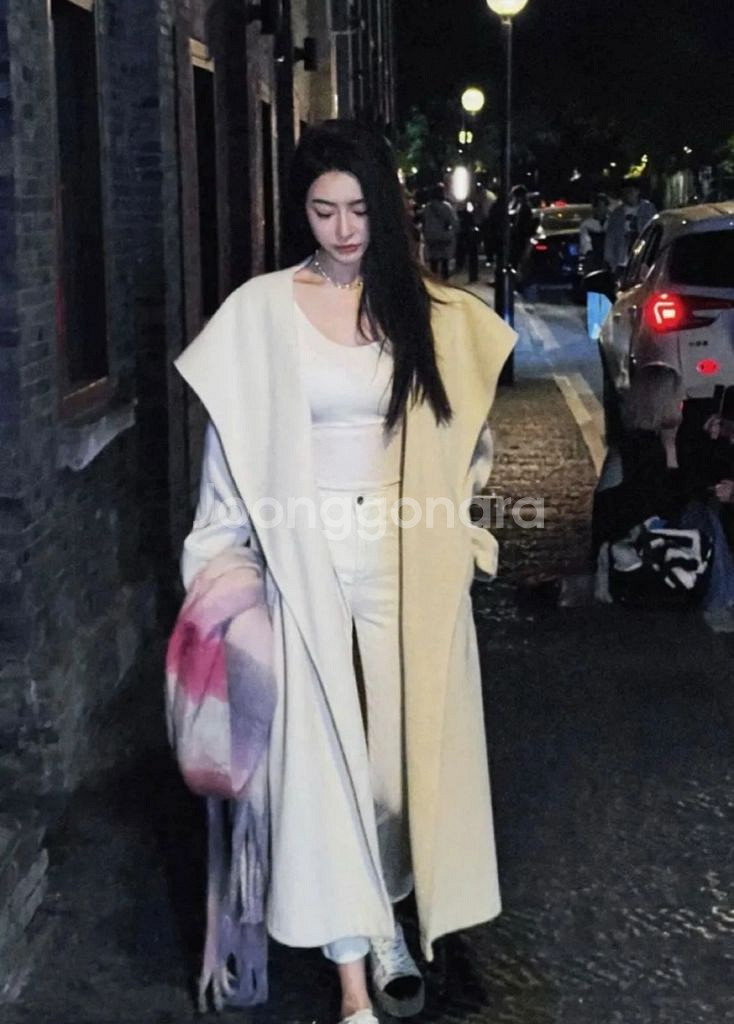 수입 와이드 숄카라 코트 백 아이보리 S 사이즈--0