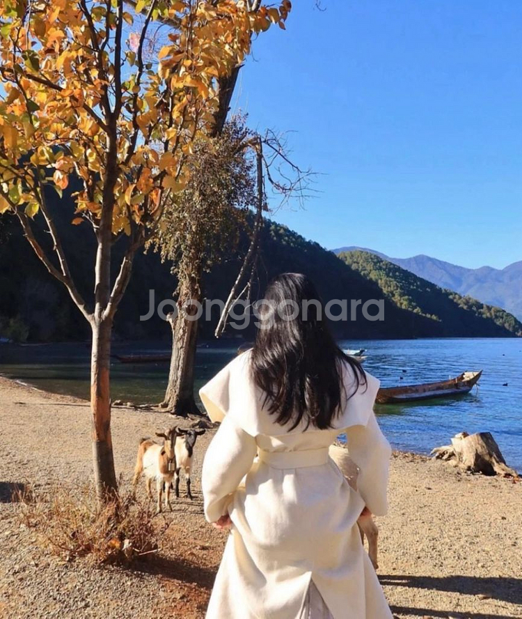 수입 와이드 숄카라 코트 백 아이보리 S 사이즈--2