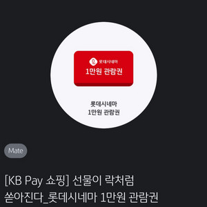 롯데시네마 1만원 관람권 2장