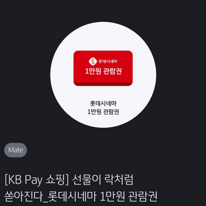 롯데시네마 1만원 관람권 2장