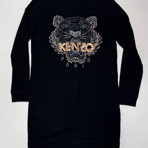 정품 여성 겐조 Kenzo 블랙 타이거 자수 원피스