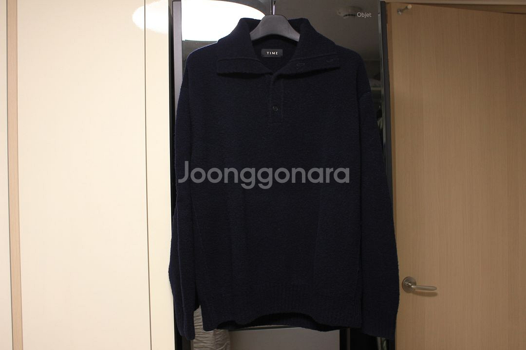 타임옴므 23fw 다크네이비 카라 니트--6