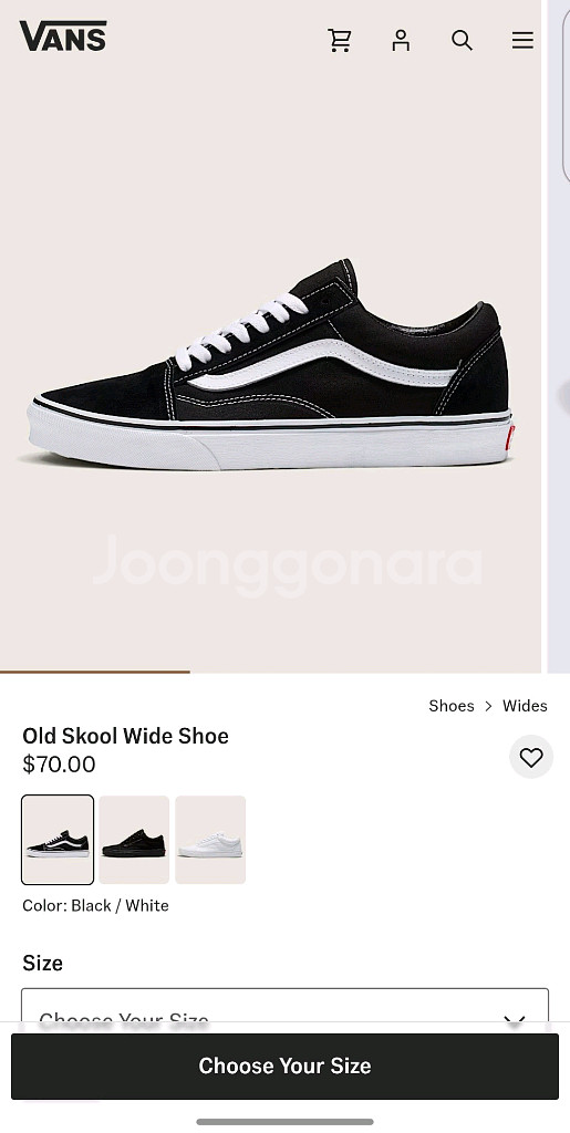 반스(Vans) 올드스쿨 블랙 와이드(Wide) 285--5