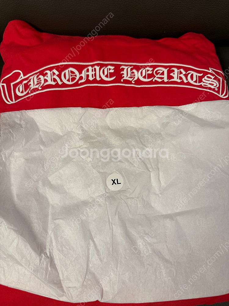 (XL) 새상품 크롬하츠 스크롤라벨 레드 후드--2