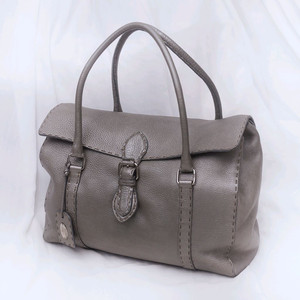 펜디 셀러리아 린다 플랩 토트 사첼백 메탈릭그레이