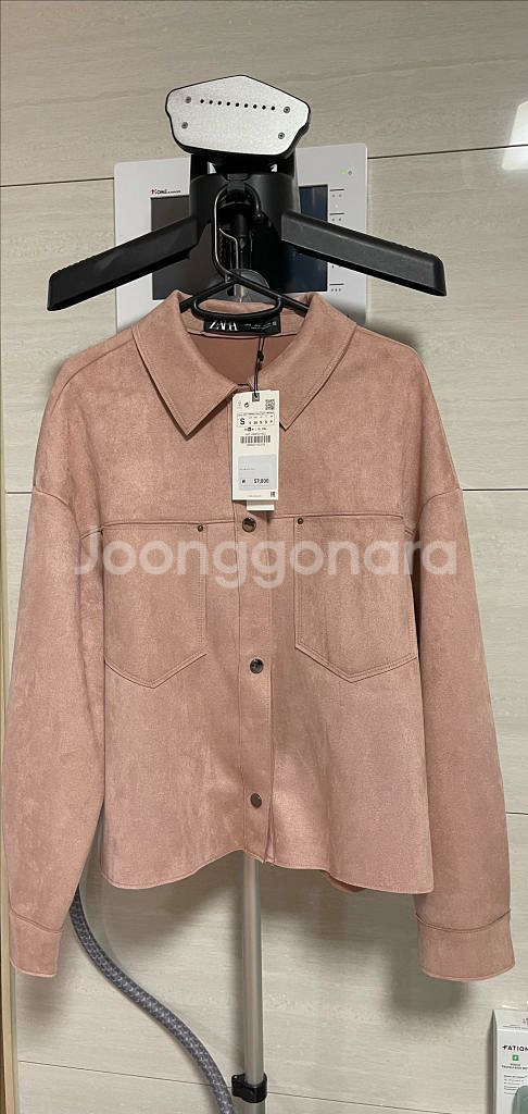 [새상품]자라 스웨이드 자켓 핑크베이지--0