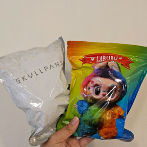 오날 인형뽑기에서 뽑은 스컬판다 래부부 새상품입니다 이미지