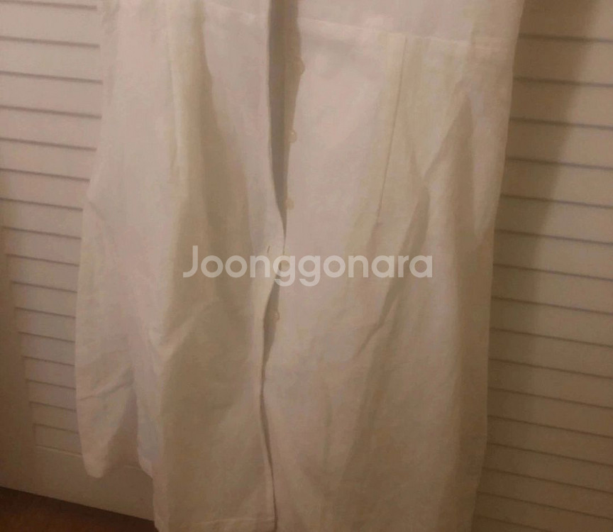 슬로우앤드 린넨 퓨어 화이트 원피스--1