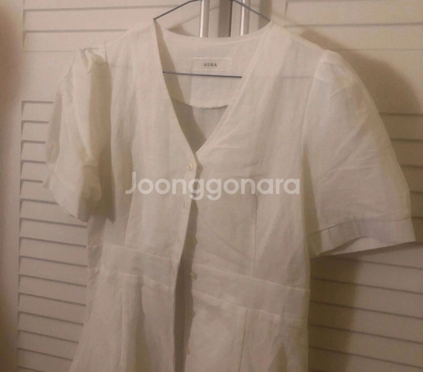 슬로우앤드 린넨 퓨어 화이트 원피스--0