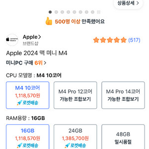 맥미니 m4 고급형(16gb, 512gb) 미개봉 팔아