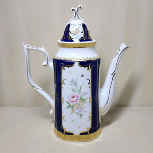 올드 빈티지 행남사 킹 코발트 블루 금장 티포트 티팟