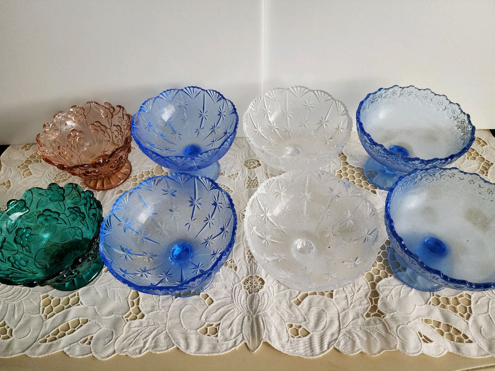 [2개가격]빈티지 디저트 고블렛잔 유리컵/ 빙설그릇 요거트볼--8