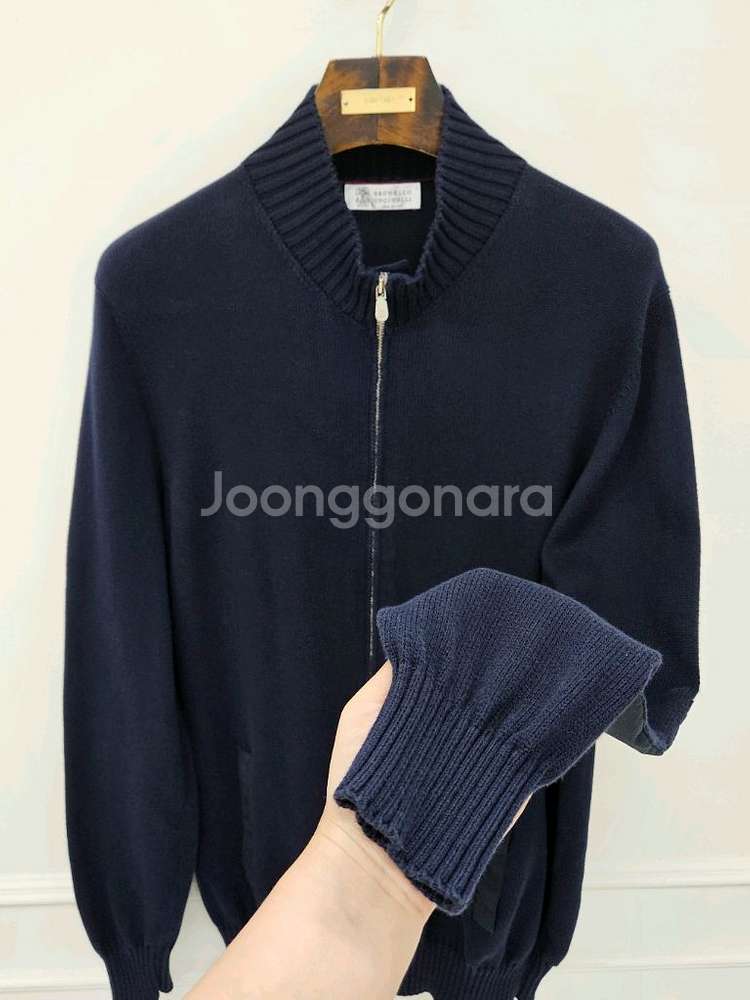 브루넬로 쿠치넬리 코튼 하이넥 니트 블루종 [ 키톤--5