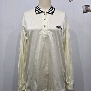 발렌티노 아이보리 긴팔 카라 티셔츠