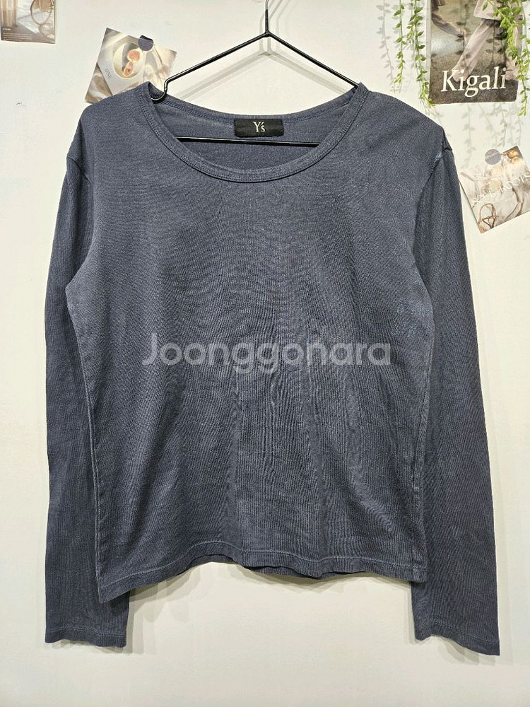 요지 야마모토 네이비 롱슬리브 티셔츠--2