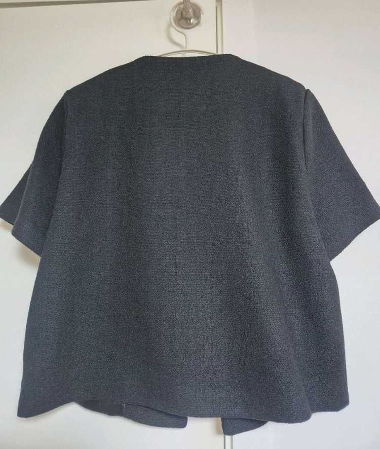 (새상품)케이클럽 반팔 트위드자켓 블랙 이미지