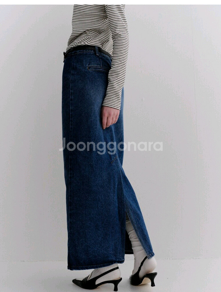 아르카익 데님 롱 스커트 새상품--0