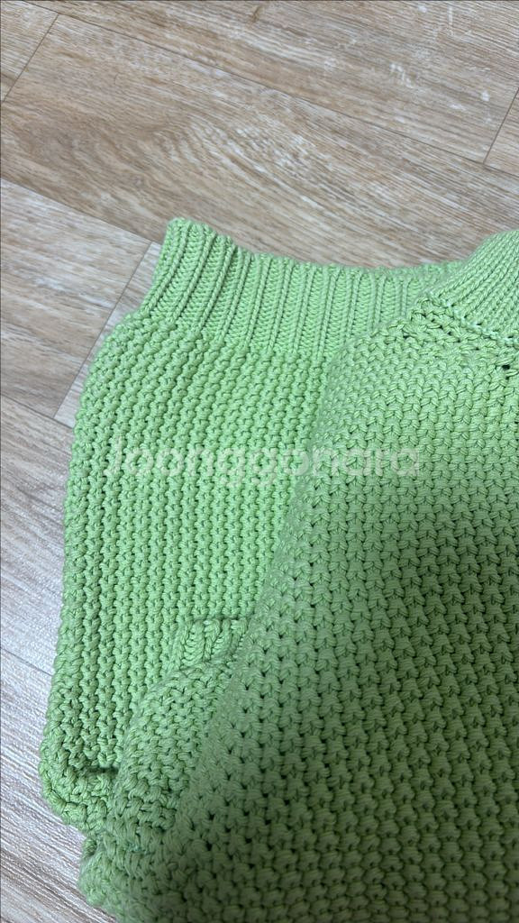 르누이 하프넥 니트 탑 (green)--7