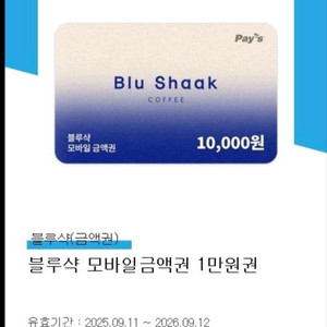 블루샥 커피 모바일 금액권 1만원 2장 ->17000원
