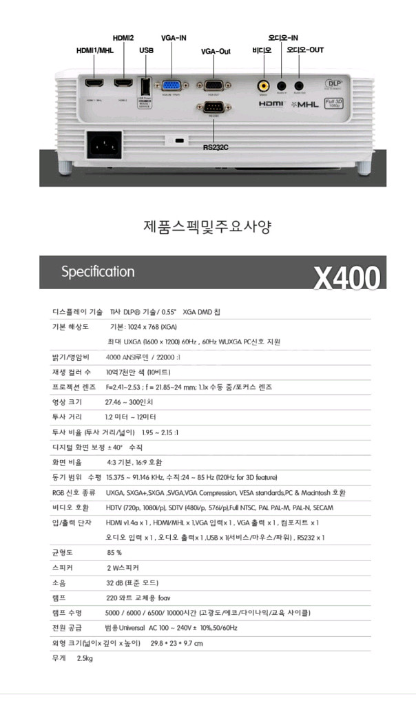 옵토마 OPF400D빔 프로젝터 전동스크린--6