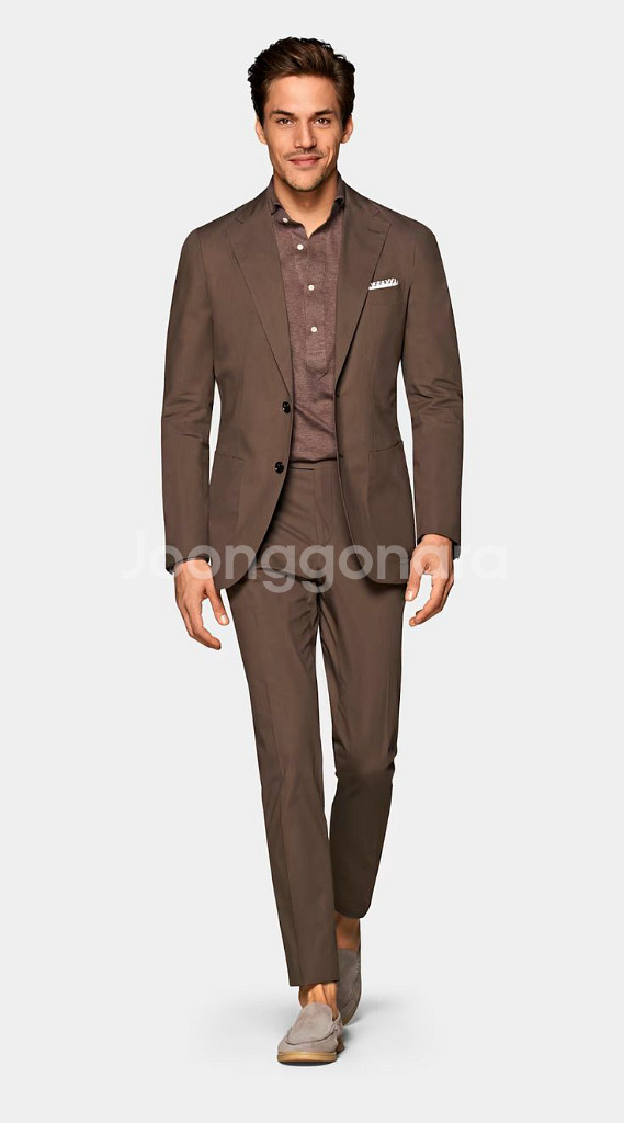 Suitsupply 브라운 코튼 수트--0