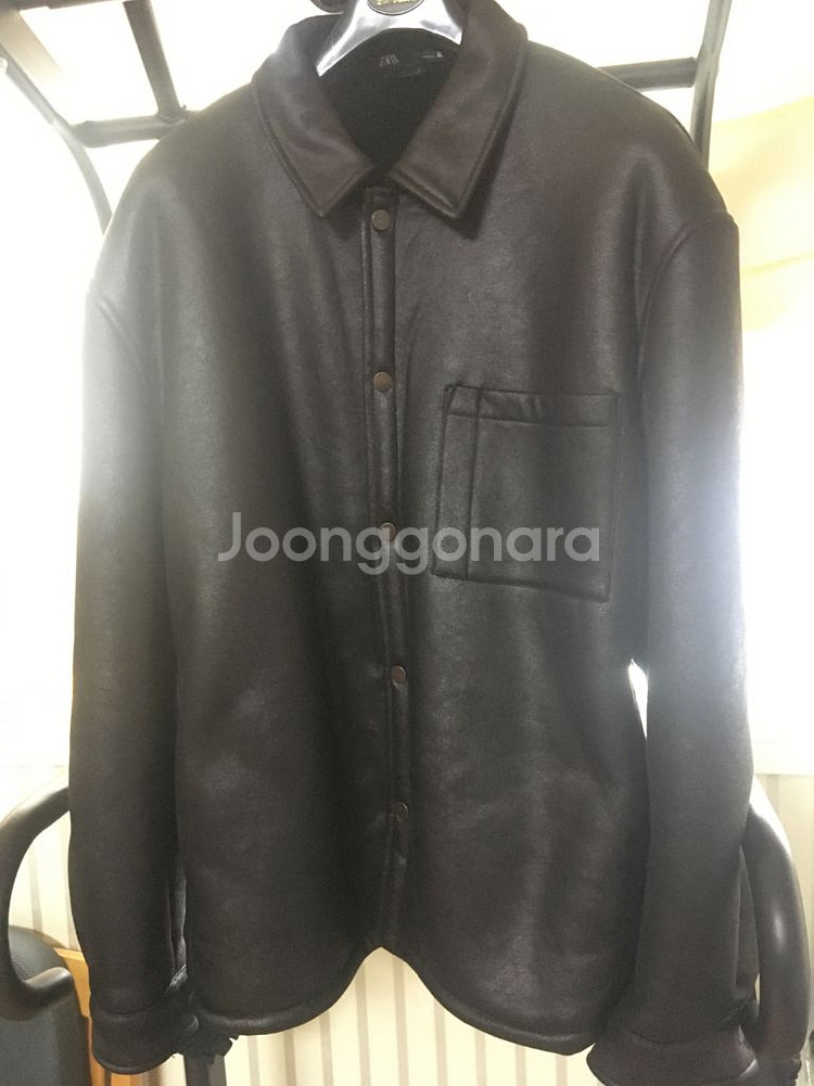 자라 더블 페이스드 오버셔츠 블랙 판매합니다--2