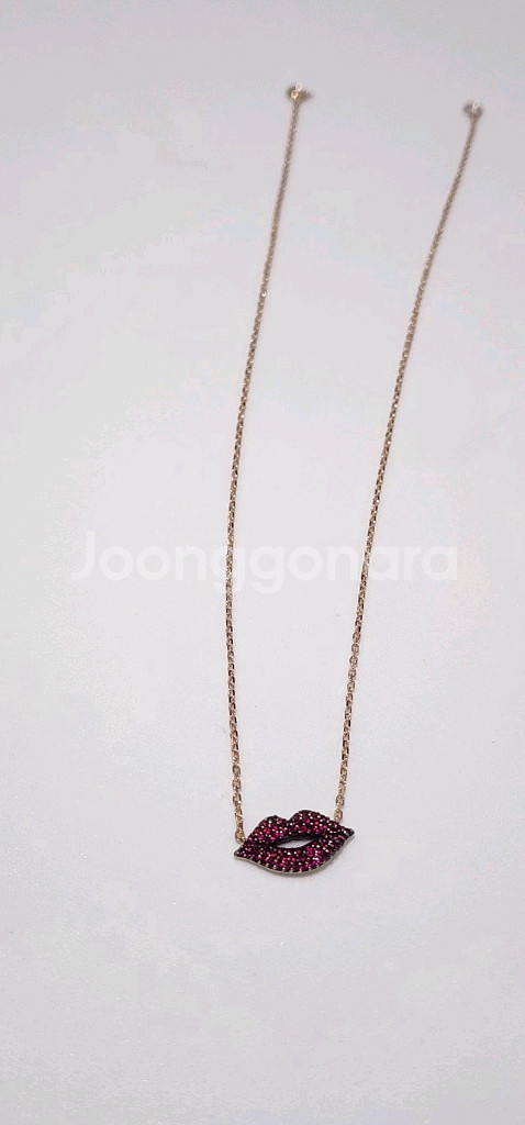 18k 로즈골드 색상 입술 포인트 목걸이--4
