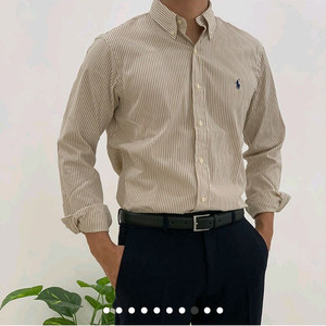 폴로 랄프로렌 클래식 핏 포플린 뱅갈 스트라이프 셔츠