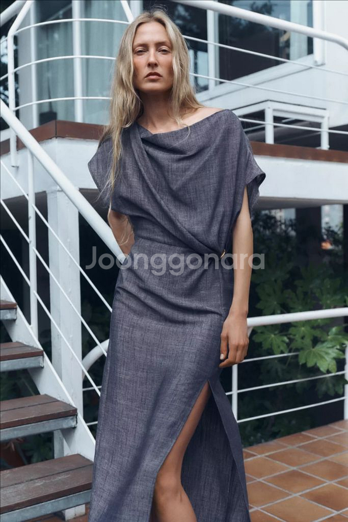 zara 자라 골드 아플리케 미디 원피스 새상품--3