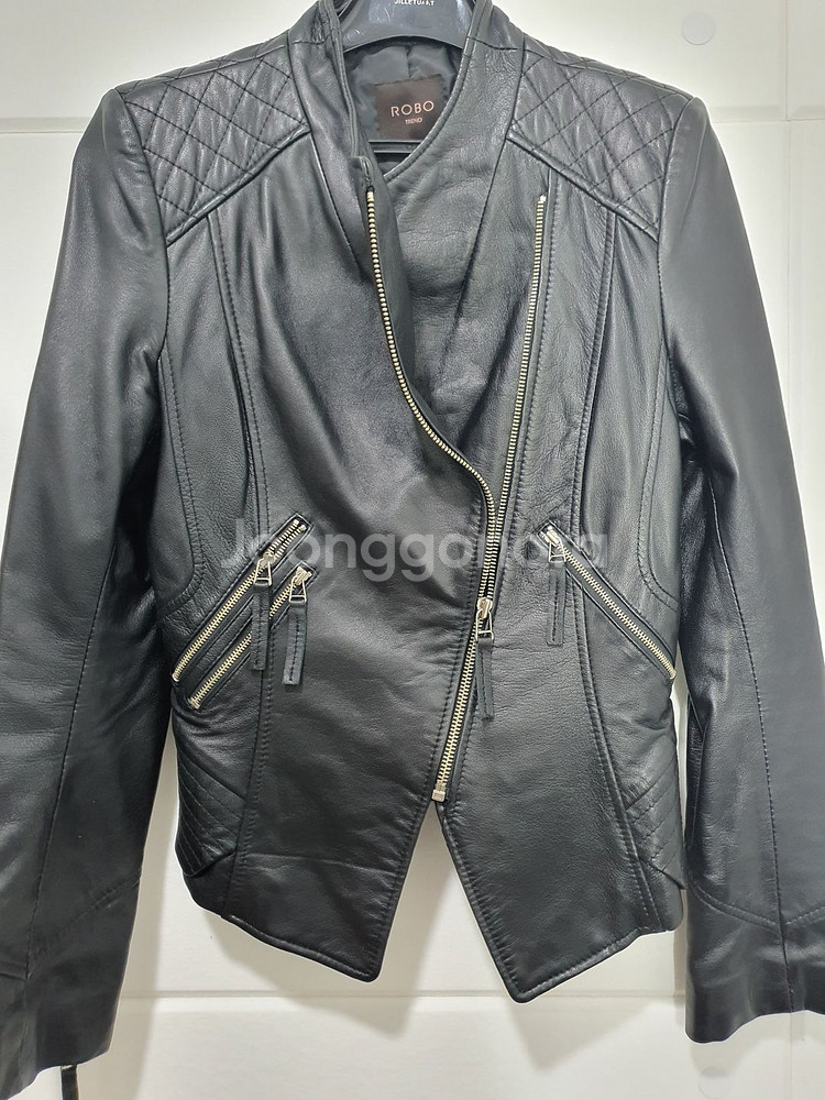 로보 ROBO 블랙 가죽 라이더 자켓 사이즈 55--1