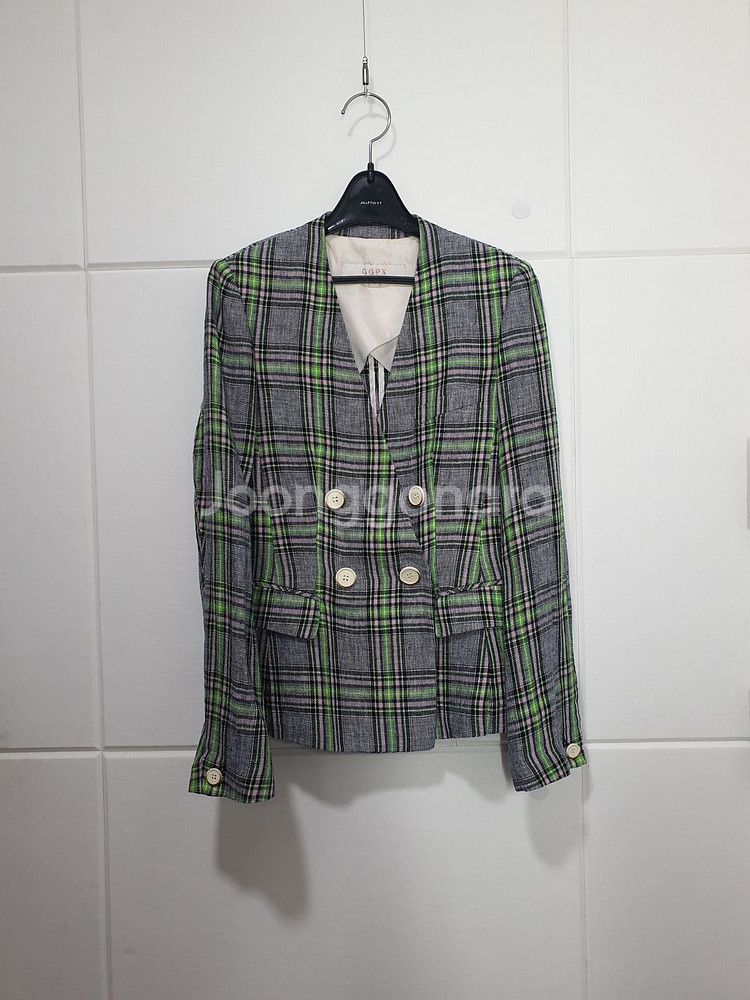 GGPX 노카라 린넨 체크 자켓 사이즈 S--1