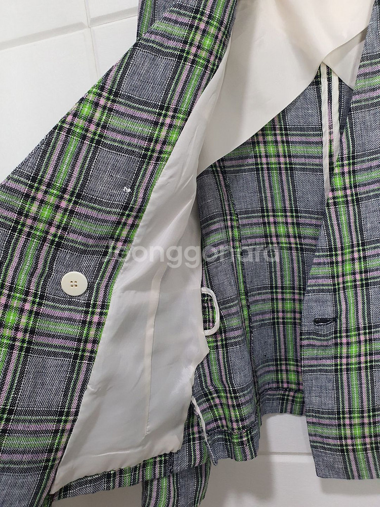 GGPX 노카라 린넨 체크 자켓 사이즈 S--4