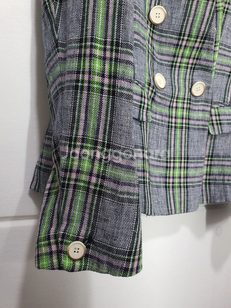 GGPX 노카라 린넨 체크 자켓 사이즈 S--3