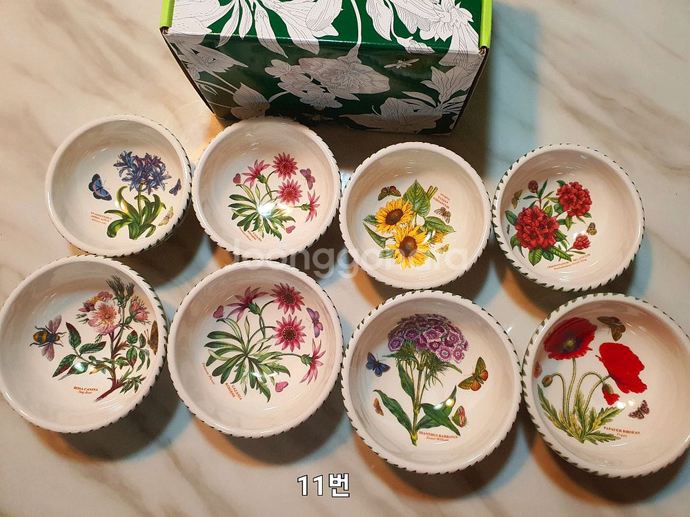 백화점정품 새것)영국 포트메리온 구형밥4국그릇4일괄무배--0